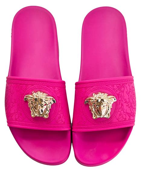 pink versace medusa slides